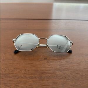 Versace Silver Octagon Frame with Mirrored Lens Sunglasses